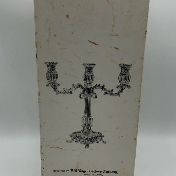 F.B. Rogers silver plated 3 light breakdown candelabra, original box
